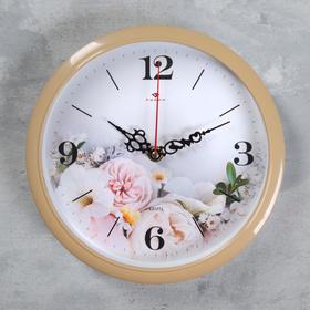 Часы настенные "Цветы" d=22 см, плавный ход