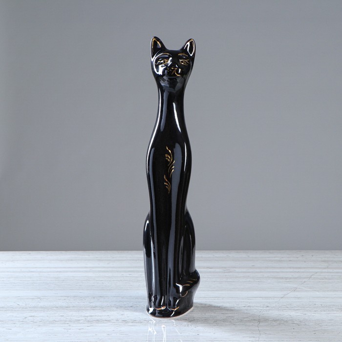 Копилка "Изящная кошка" глянец, чёрно-золотая