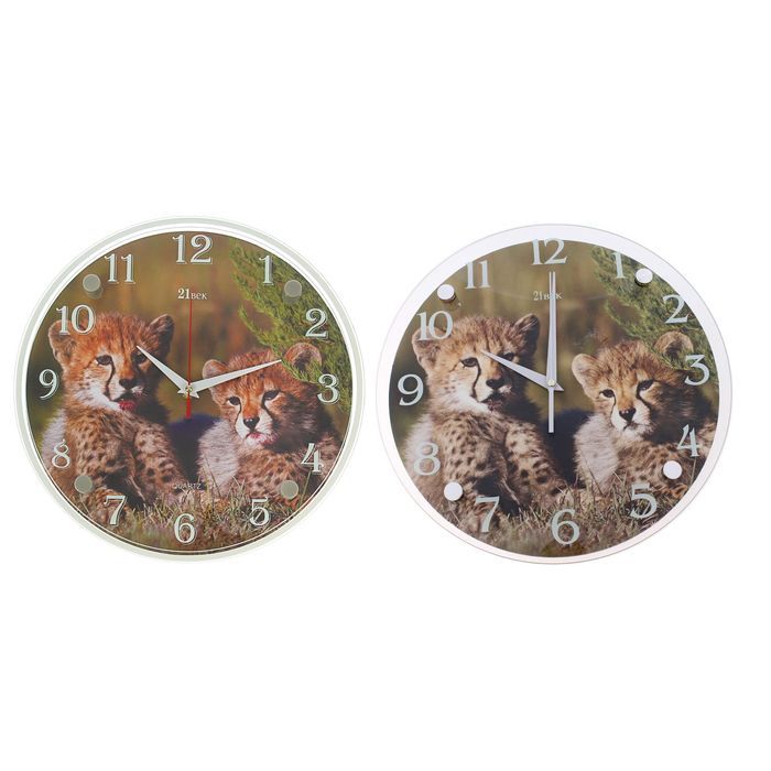 Часы настенные круглые "Гепард" 30х30 см микс