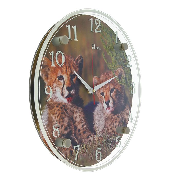 Часы настенные круглые "Гепард" 30х30 см микс