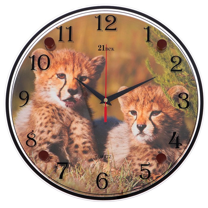 Часы настенные круглые "Гепард" 30х30 см микс