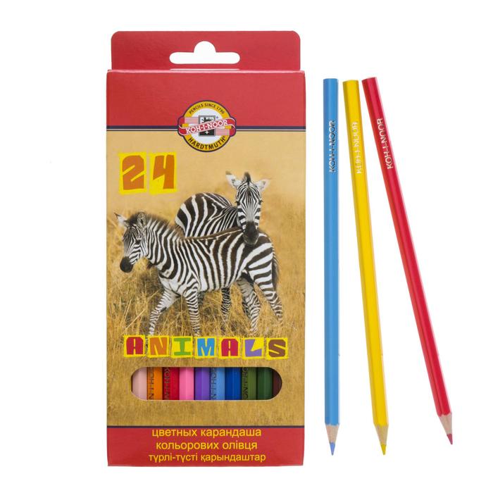 Карандаши 24 цвета Koh-I-Noor 3554, Животные, европодвес карандаши 24 цвета koh i noor 3554 животные европодвес