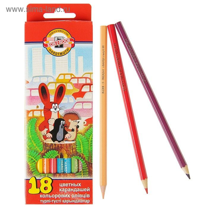 

Карандаши 18 цветов Koh-I-Noor 3653 "Крот", картонная коробка