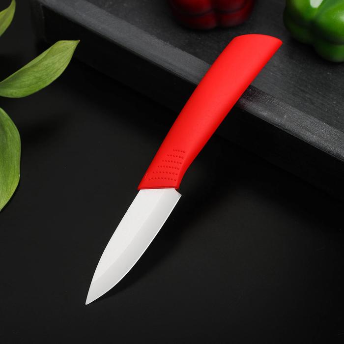 Нож керамический Доляна «Симпл», лезвие 8 см, ручка soft touch, цвет красный нож керамический доляна симпл лезвие 10 5 см ручка soft touch цвет красный