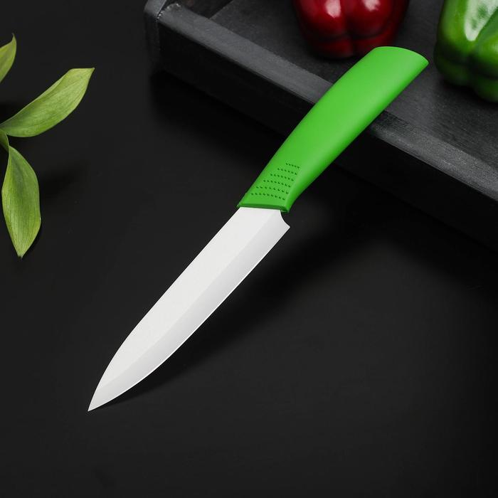 Нож керамический Доляна «Симпл», лезвие 12,5 см, ручка soft touch, цвет зелёный нож керамический доляна симпл лезвие 10 5 см ручка soft touch цвет красный