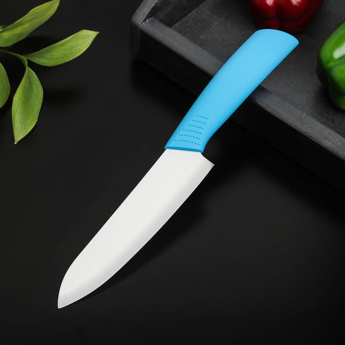 Нож керамический Доляна «Симпл», лезвие 15 см, ручка soft touch, цвет синий нож керамический доляна симпл лезвие 10 5 см ручка soft touch цвет красный