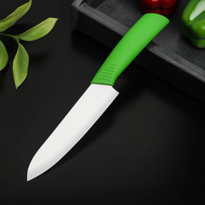 Нож керамический Доляна «Симпл», лезвие 15 см, ручка soft touch, цвет зелёный нож керамический доляна симпл лезвие 10 5 см ручка soft touch цвет красный