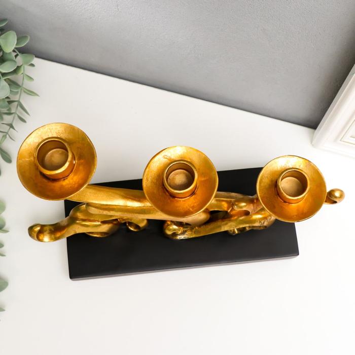 

Подсвечник полистоун на 3 свечи "Завитки" тёмное золото 26х32,5х10 см