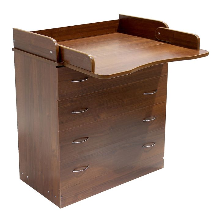 Комод детский пеленальный, 4 выдвижных ящика, цвет орех