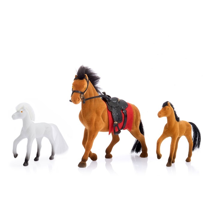 Набор лошадок "Семейка", флок, 3 штуки