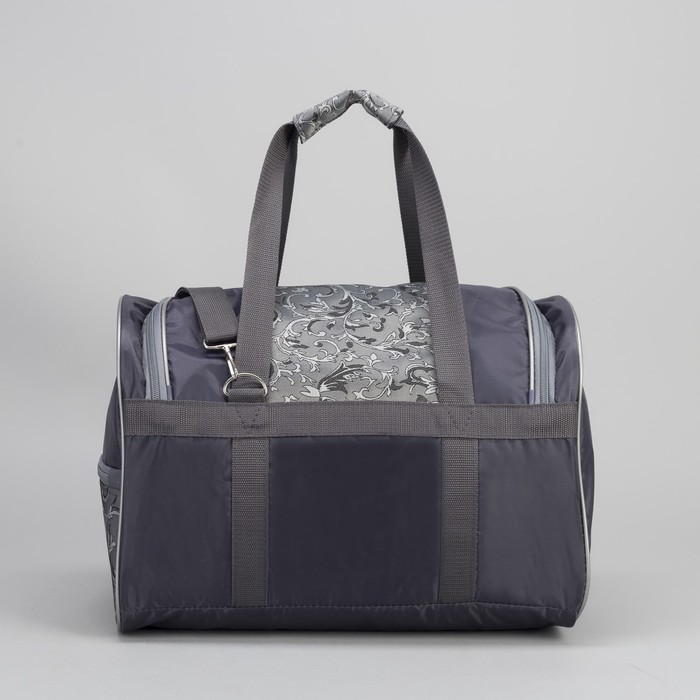 Сумка-саквояж дорожная, 1 отдел, 4 наружных кармана, ремень, цвет серый