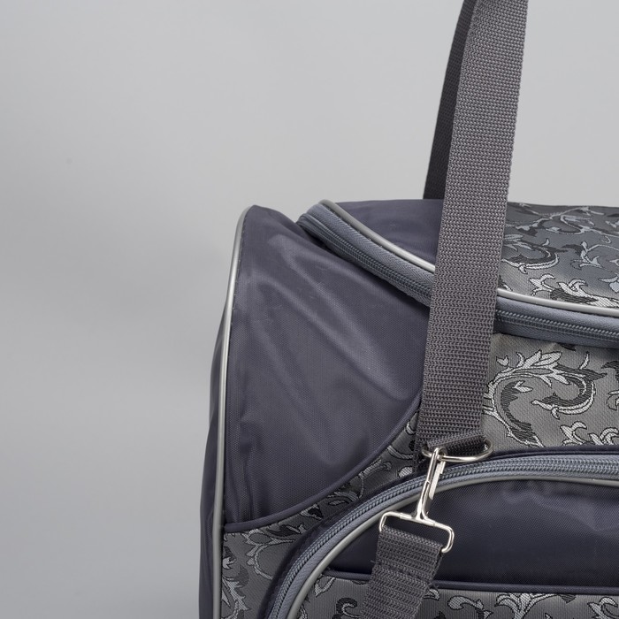 Сумка-саквояж дорожная, 1 отдел, 4 наружных кармана, ремень, цвет серый