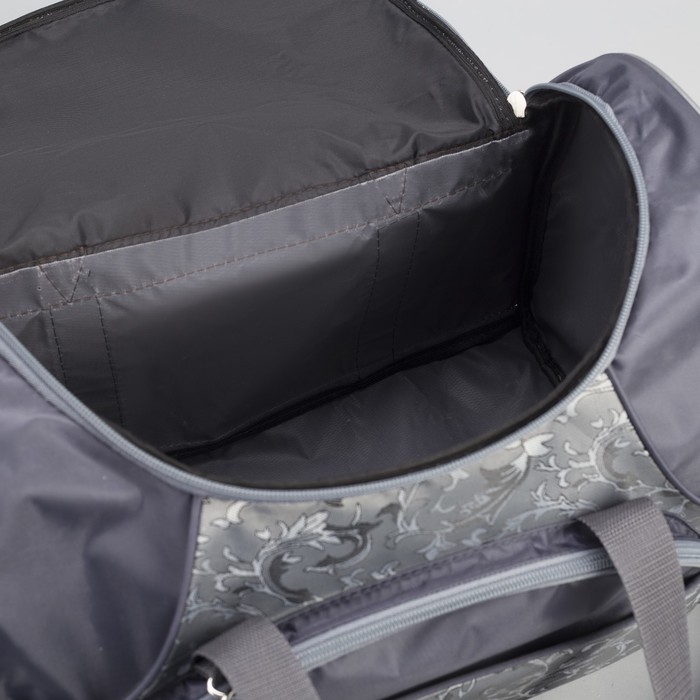 Сумка-саквояж дорожная, 1 отдел, 4 наружных кармана, ремень, цвет серый