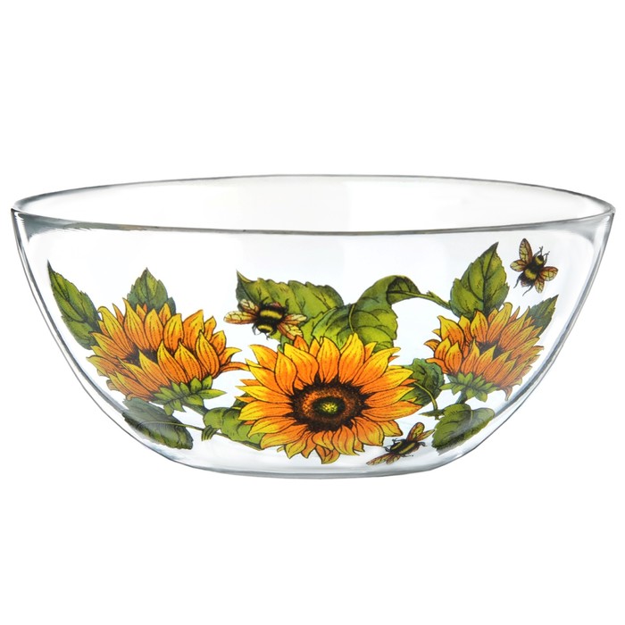 Салатник из закаленного стекла 250 мл "Подсолнух", d=13 см