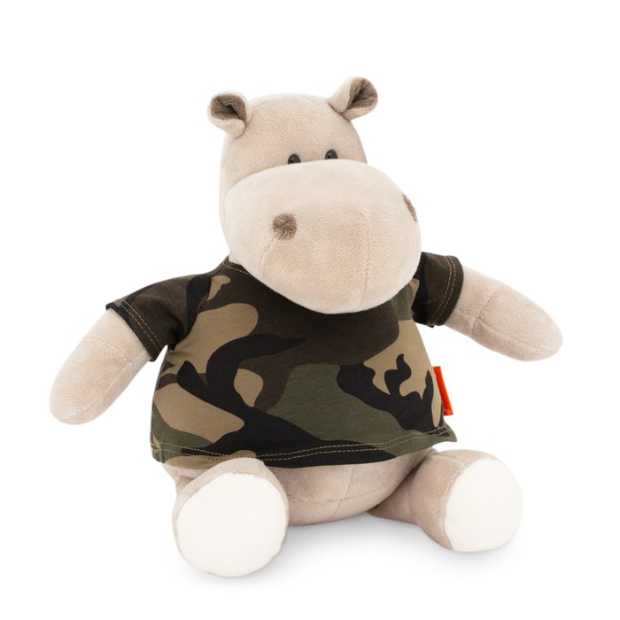 Мягкая игрушка «Бегемот: В армейской футболке», 20 см мягкая игрушка бегемот рэпер 50 см