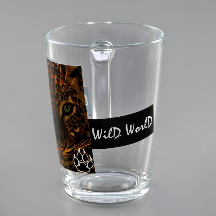 Кружка стеклянная 300 мл "Дикий мир", рисунок МИКС