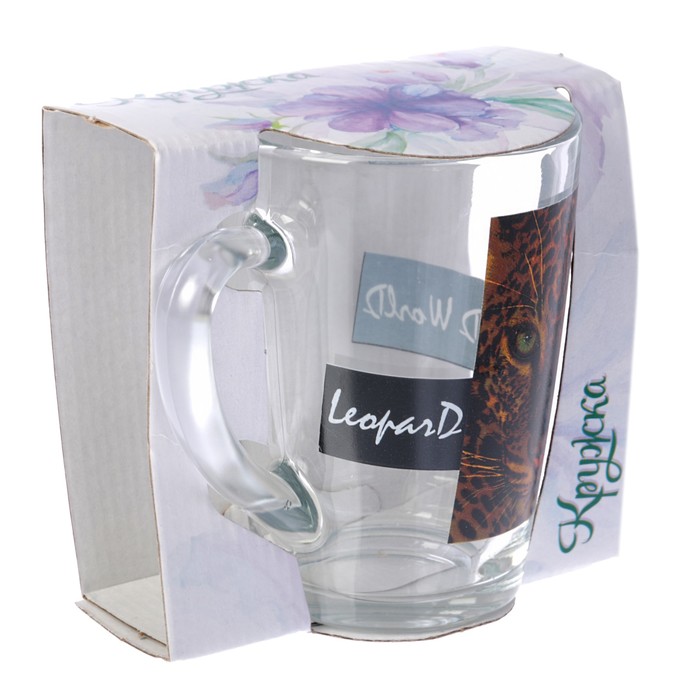 Кружка стеклянная 300 мл "Дикий мир", рисунок МИКС