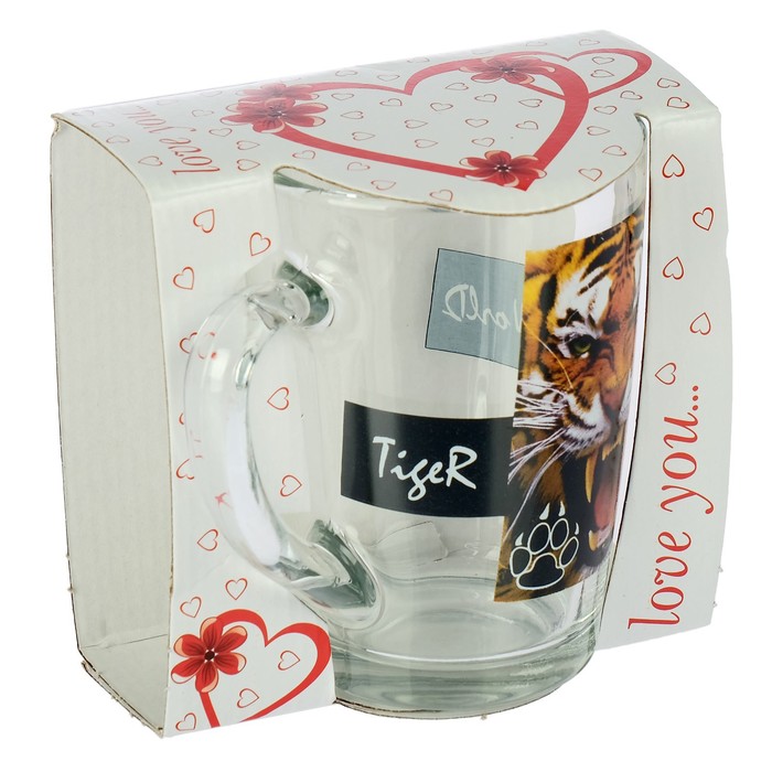 Кружка стеклянная 300 мл "Дикий мир", рисунок МИКС