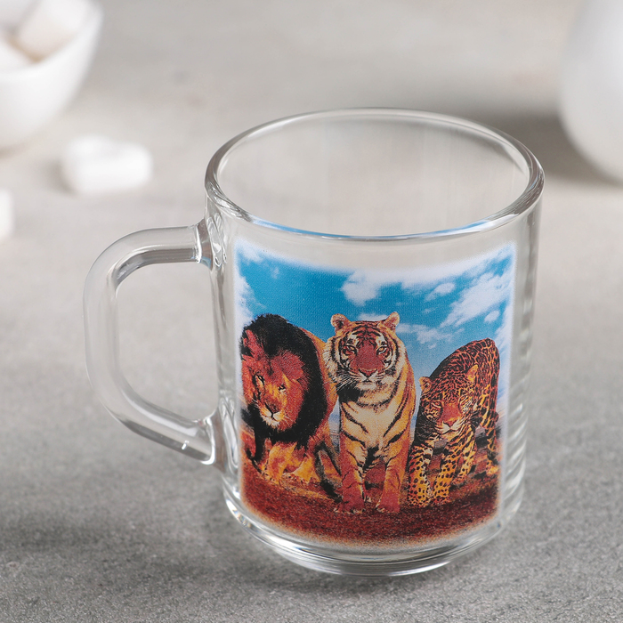 Кружка стеклянная 200 мл "Дикий мир", рисунок МИКС