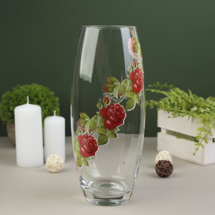Ваза Flora "Алые розы", овальная, микс
