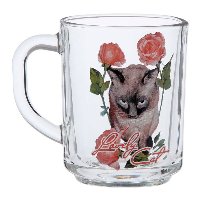 Кружка 250 мл "Кошки в цветах", декор МИКС