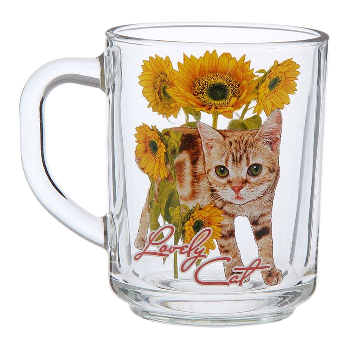 Кружка 250 мл "Кошки в цветах", декор МИКС