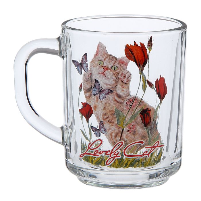 Кружка 250 мл "Кошки в цветах", декор МИКС