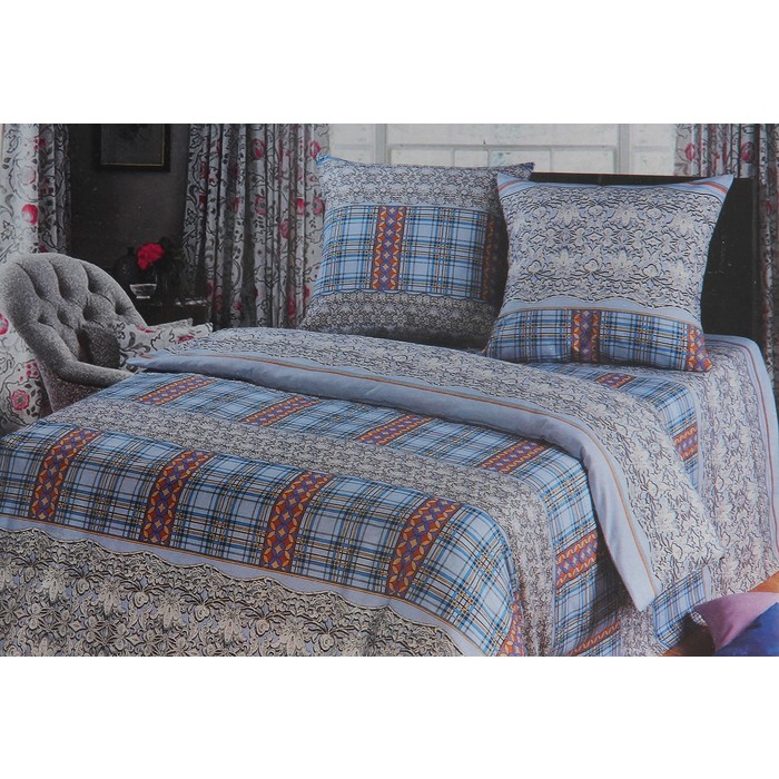 Постельное белье евро Артпостель Венец.кружева син 200*217см,220*240см,70*70см 2шт