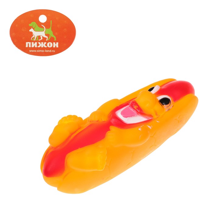 Игрушка резиновая "Веселый хотдог", 14 см