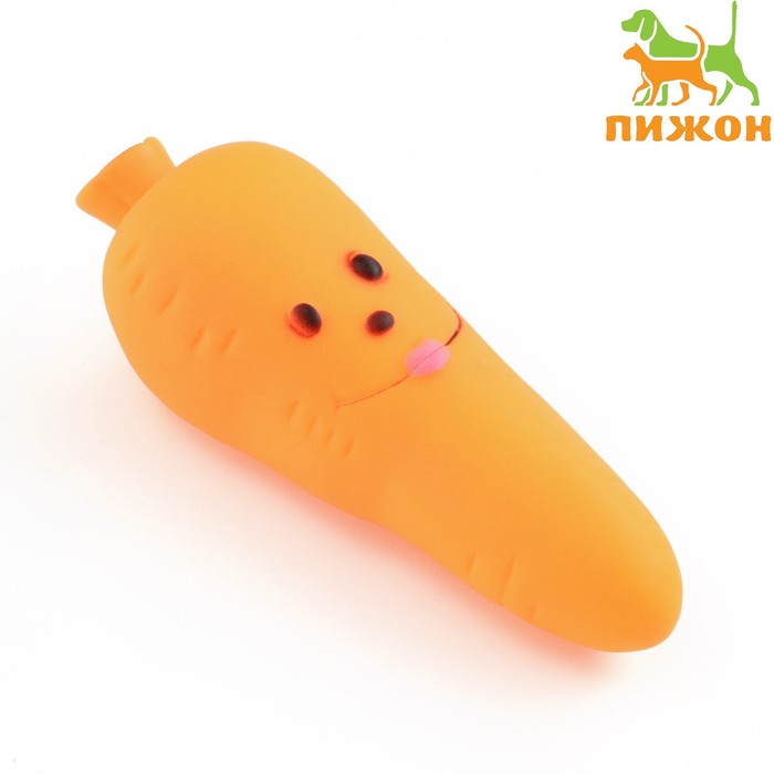 Игрушка пищащая Морковка для собак, 12 см, оранжевая игрушка для животных морковка fps6