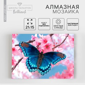 Алмазная вышивка с частичным заполнением «Бабочка» 15×21 см, холст