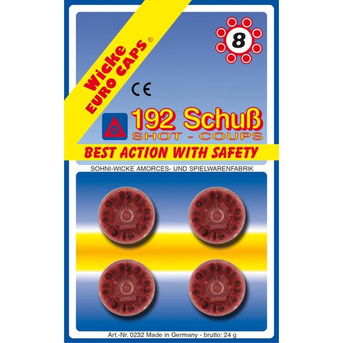 Пистоны 8-зарядные, 192 штуки, упаковка-карта