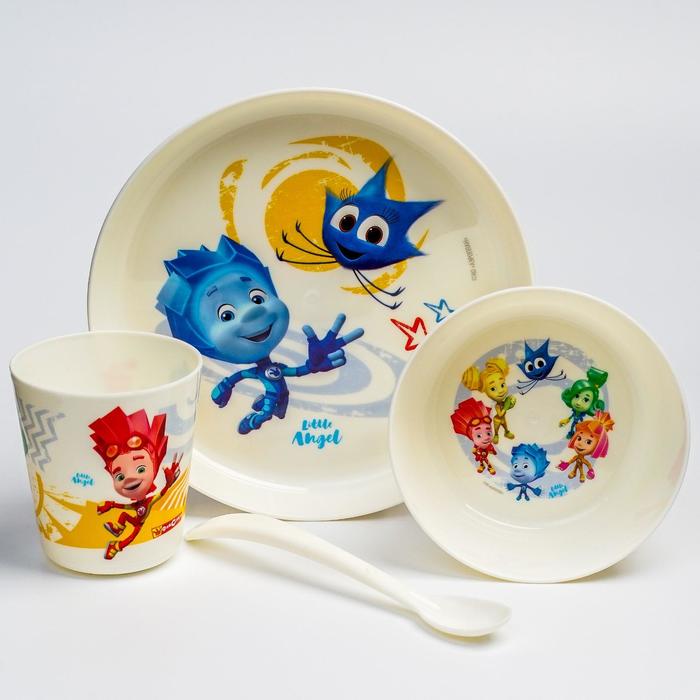 фото Набор детской посуды «фиксики» (тарелка, миска, стакан, ложка) lalababy
