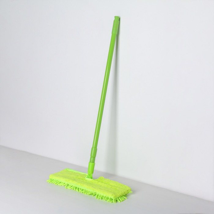 Швабра плоская, телескопическая ручка 60-120 см, двусторонняя насадка из микрофибры, цвет МИКС