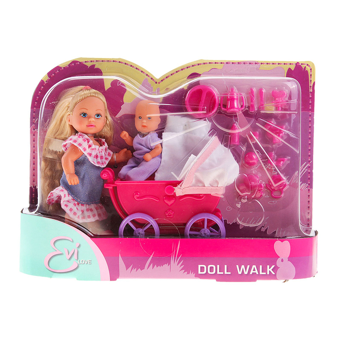Кукла Еви с малышом на прогулке, с аксессуарами