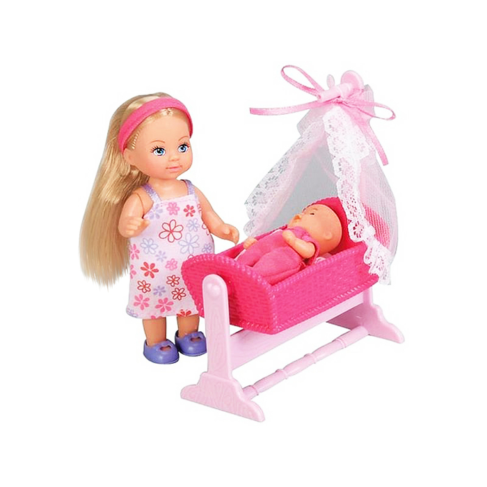 Кукла «Еви и пупс в кроватке», МИКС