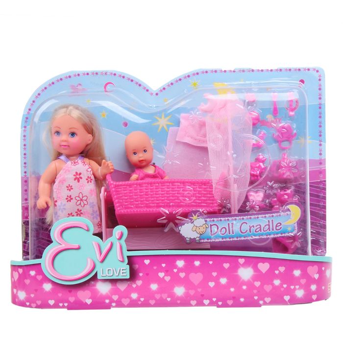 Кукла «Еви и пупс в кроватке», МИКС