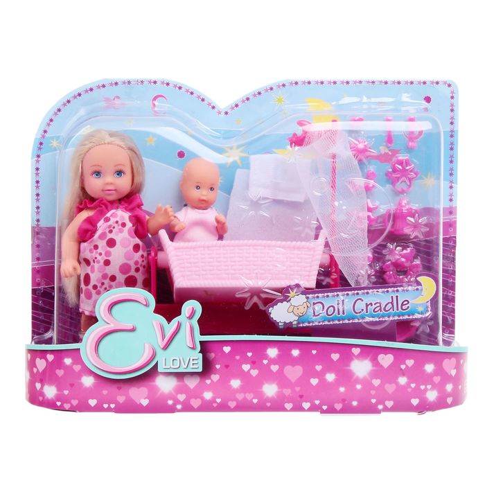 Кукла «Еви и пупс в кроватке», МИКС