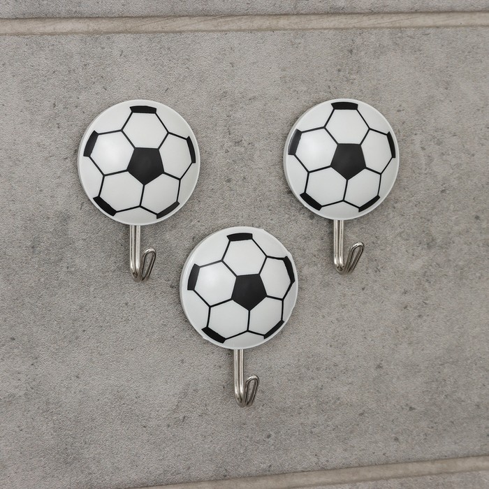 Набор крючков на липучке "Мячи", 3 шт, цвет МИКС