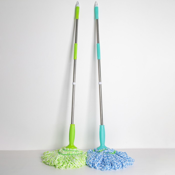 Швабра с отжимом, стальная ручка 120 см, насадка из микрофибры 100 гр