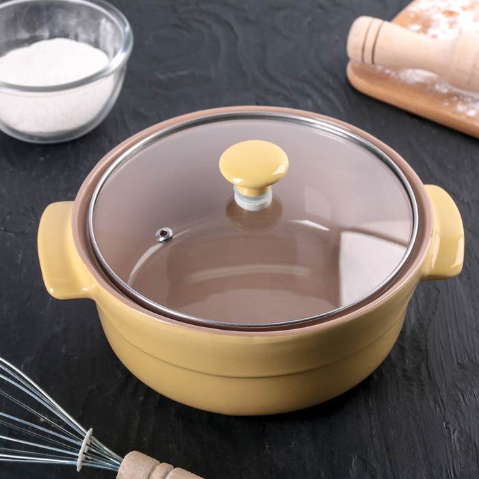 Форма для запекания керамическая 1 л "Шоколад" с крышкой