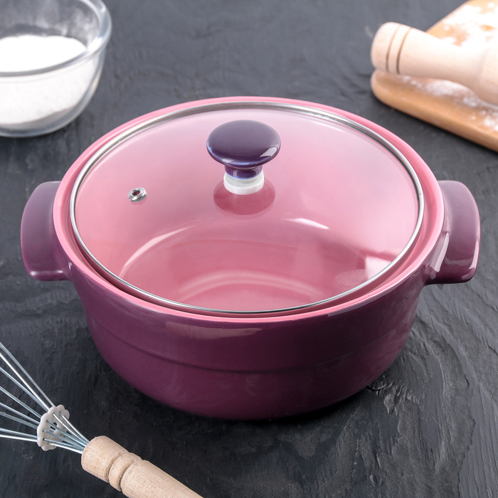 Форма для запекания керамическая 1 л "Малина" с крышкой