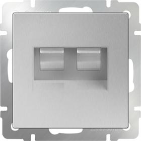

Розетка телефонная RJ-11 и Еthernet RJ-45 WL09-RJ11-45, цвет серебряный рифленый