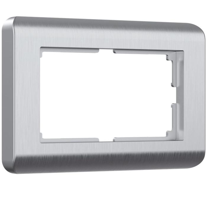 Рамка для двойной розетки WL12-Frame-01-DBL, серебряный рифленый