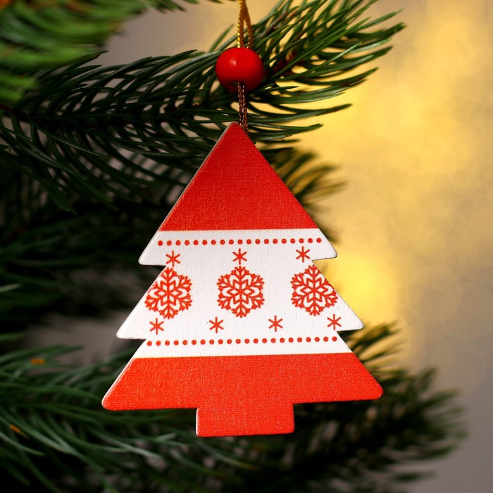 Подвеска новогодняя деревянная «Зимняя ель» цвета МИКС рождественская деревянная подвеска зимняя деревянная подвеска для рождественской елки с колокольчиком пентаграммой сердцем рождествен