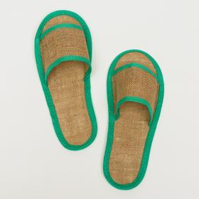 

Тапочки с открытым мысом льняные, в индивидуальной упаковке "Боббер" Natural green