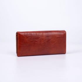 

Кошелёк женский, 3 отдела на клапане, цвет коричневый