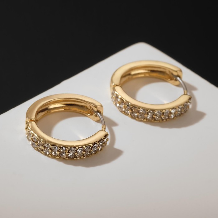 Серьги-кольца «Классические» два ряда, d=2 см, цвет белый в золоте