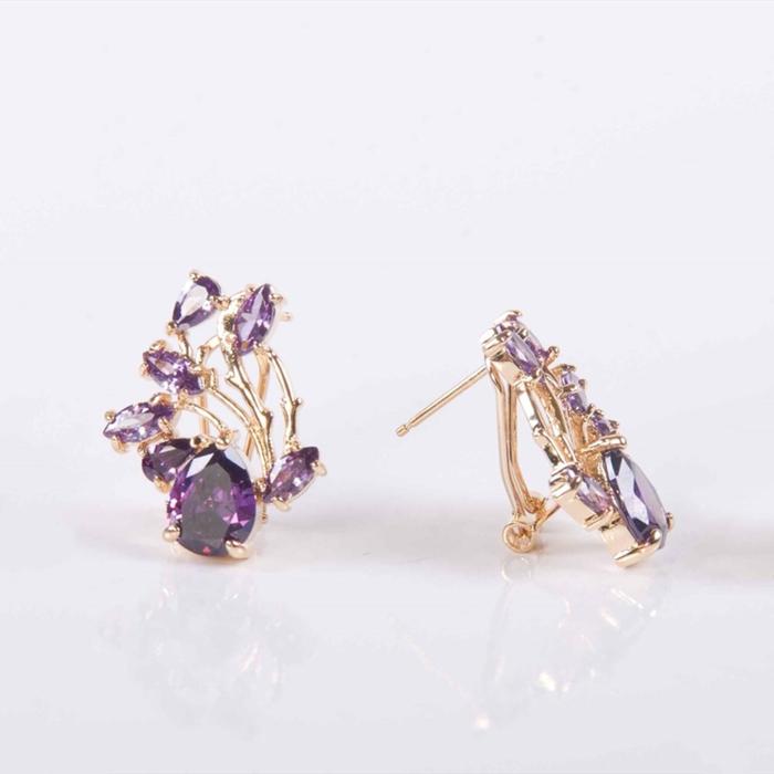 

Серьги с аметистом "Королевский сад", позолота с родированием