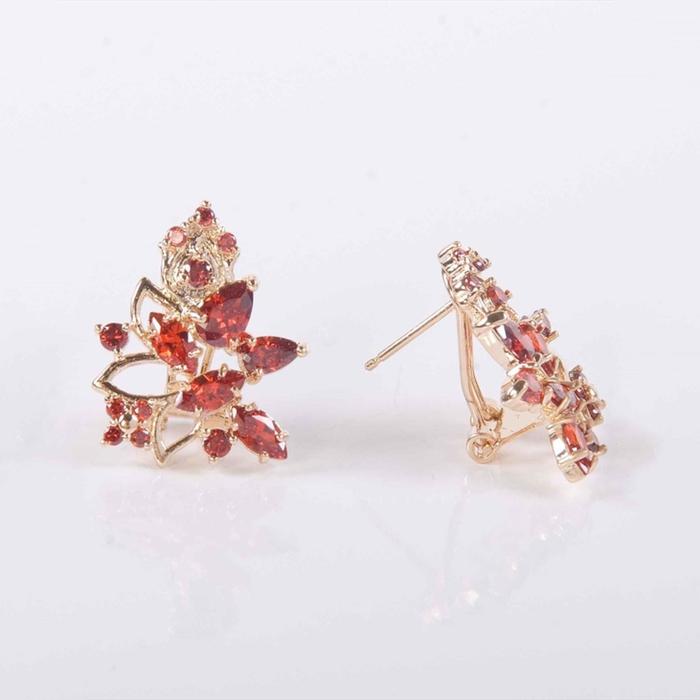 

Серьги с гранатом "Букет венеры", позолота с родированием